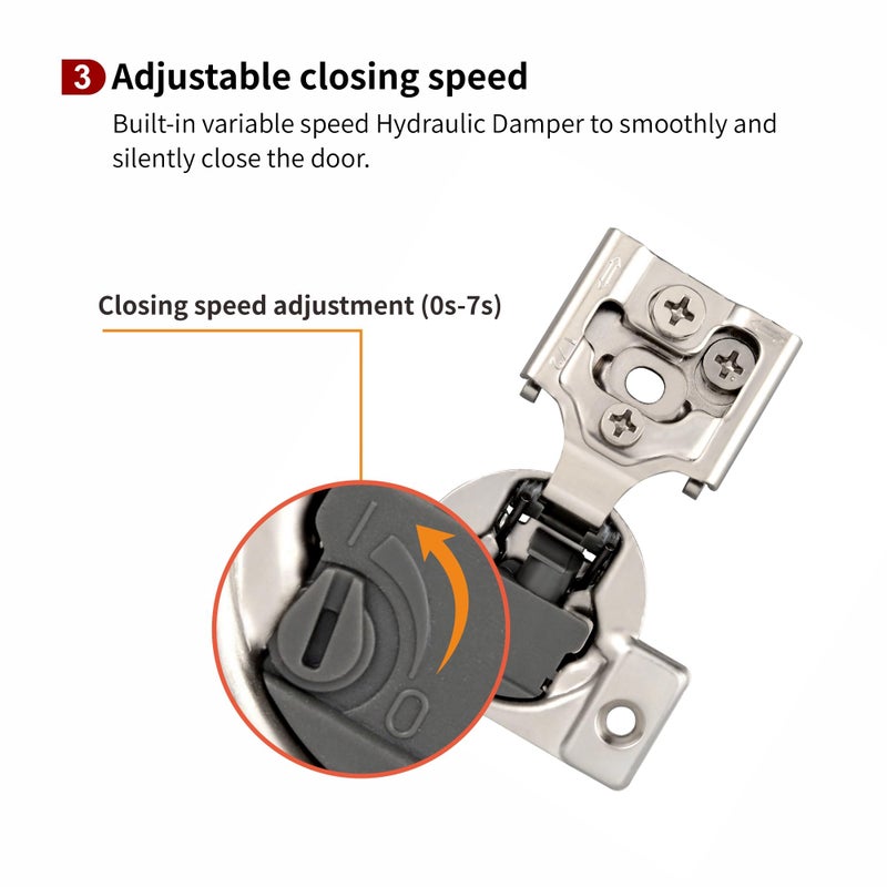 STIANC 10 Pack 1/2"" Overlay 4D Soft Close Hinges for Face Frame Kitchen Cabinet, Adjustable Closing Speed, Quiet Self-Shut Door, 105 Degree - Image 4
